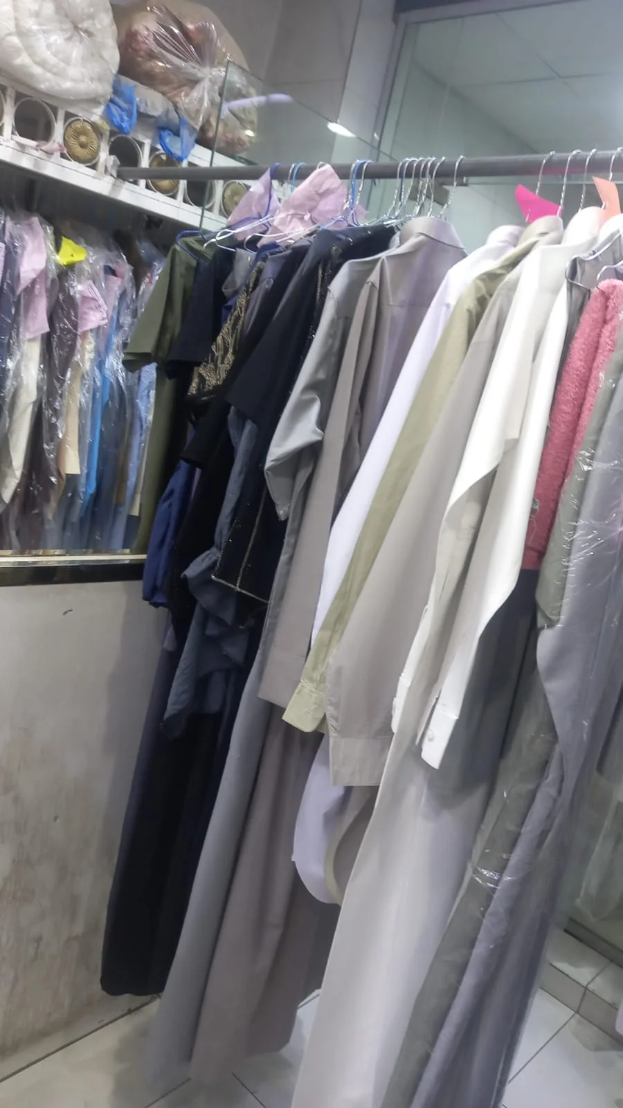 Clothes hanging ready for collection